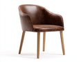 Chaise de salle à manger - Similicuir-Bois - 61x56x82 cm - Marron-Beige - Moderne