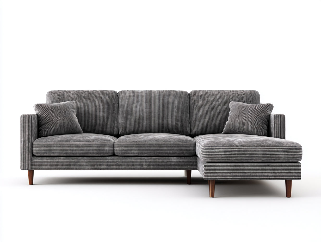 Canapé d'angle - Tissu - 276x160x85 cm - Gris - Contemporain