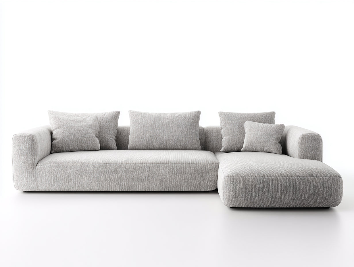 Canapé d'angle - Tissu - 288x168x84 cm - Gris clair - Contemporain