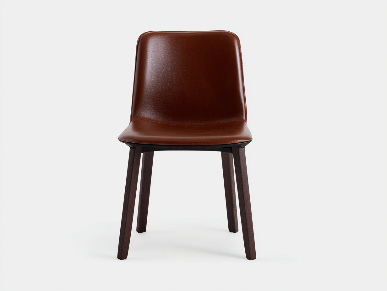 Chaise de salle à manger - Similicuir-Bois - 52x48x84 cm - Marron - Moderne