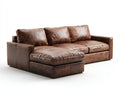 Canapé d'angle - Cuir synthétique - 286x166x87 cm - Marron - Contemporain