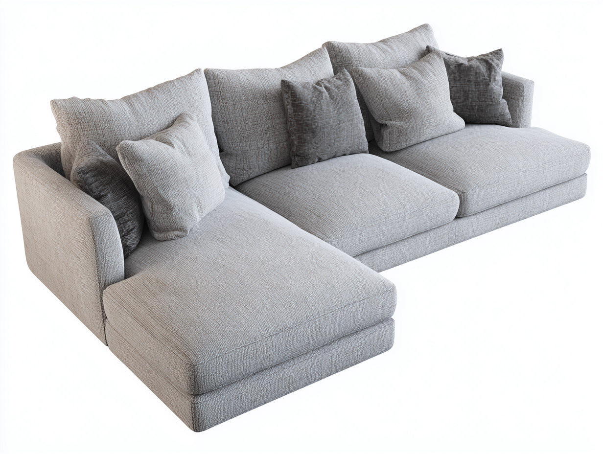 Canapé d'angle - Tissu - 292x170x86 cm - Gris clair - Moderne