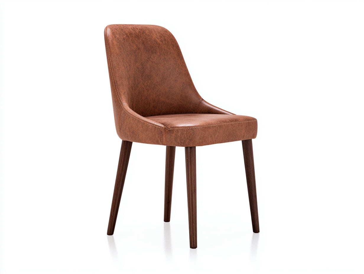 Chaise de salle à manger - Similicuir-Bois - 52x49x86 cm - Marron - Moderne
