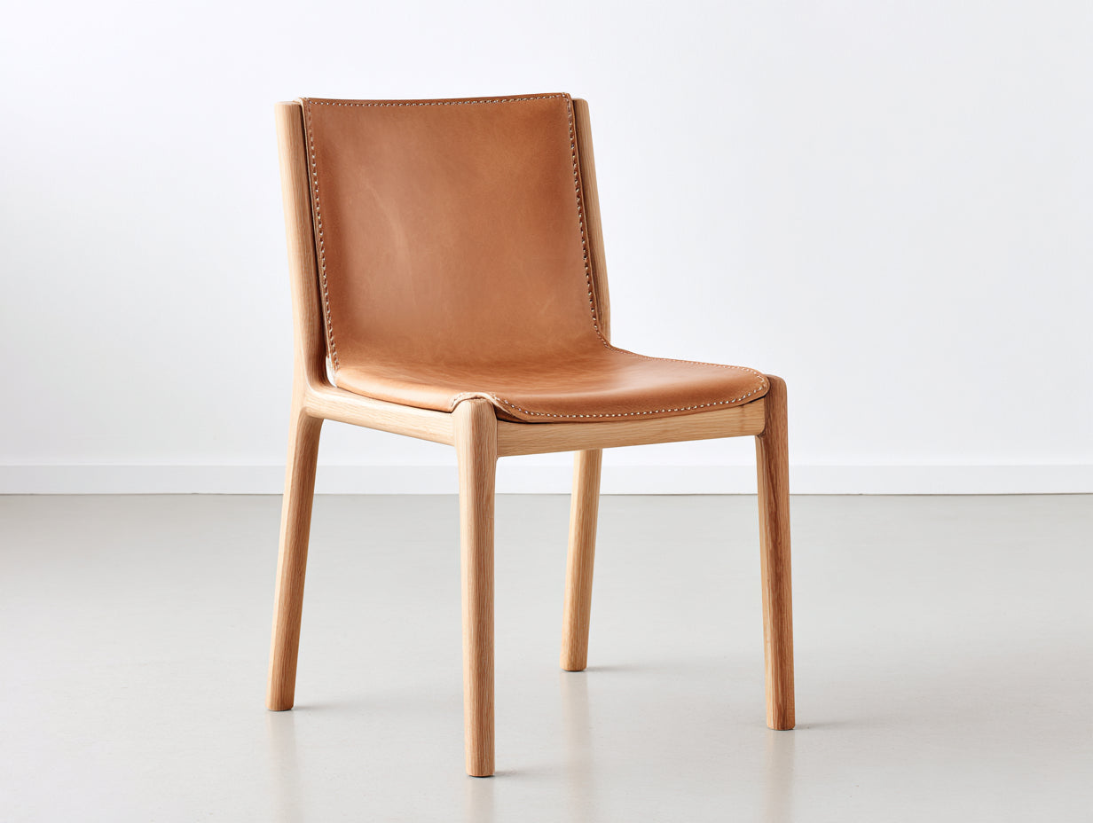 Chaise de salle à manger - Similicuir-Bois - 52x47x84 cm - Beige - Moderne