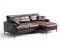 Canapé d'angle - Cuir synthétique-Métal - 276x158x84 cm - Marron - Moderne
