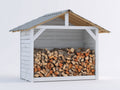 Abri à bûches-Bois-Acier-184x78x188 cm-Blanc-Gris-Style chalet
