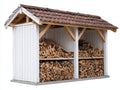 Abri à bûches-Bois-Tuiles-278x98x198 cm-Blanc-Marron-Style rustique