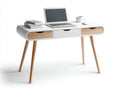 Bureau - bois - 132x55x76 cm - blanc-naturel - style moderne