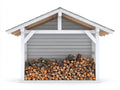 Abri à bûches-Bois-Acier-216x84x192 cm-Blanc-Gris-Style chalet