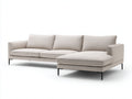 Canapé d'angle - Tissu-Métal - 278x162x84 cm - Beige - Moderne