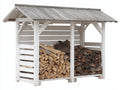 Abri à bûches-Bois-238x88x176 cm-Blanc-Gris-Style rustique