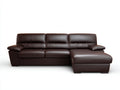 Canapé d'angle - Cuir synthétique - 280x160x86 cm - Marron - Moderne