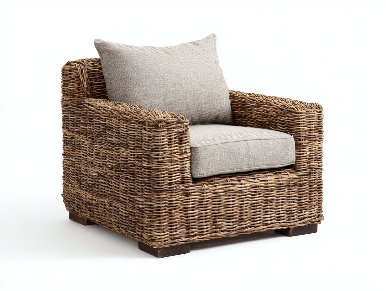Fauteuil en rotin-Rotin-92 x 86 x 78 cm-Beige-Marron-Style naturel