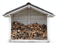 Abri à bûches-Bois-205x80x174 cm-Blanc-Gris-Style rustique