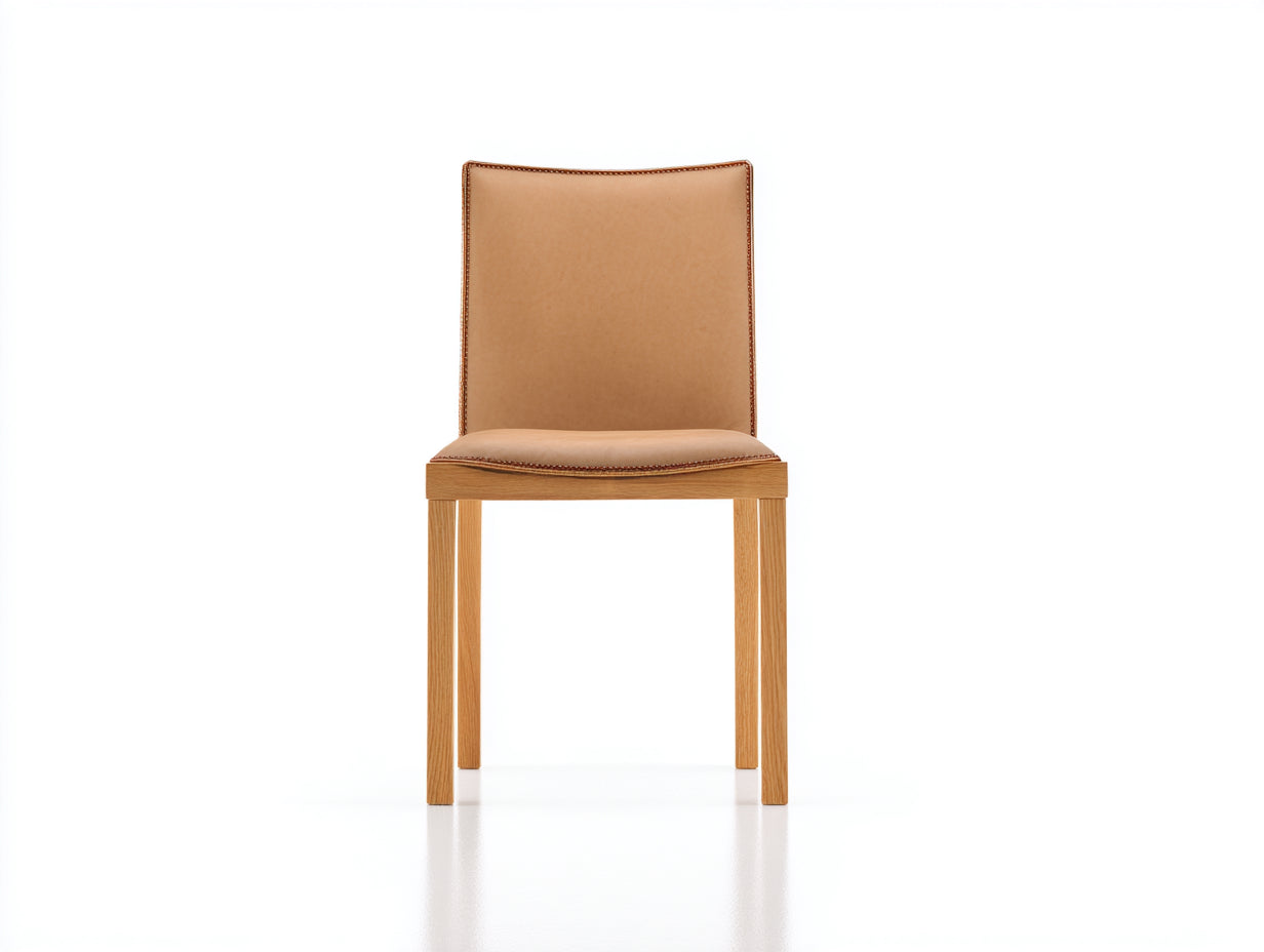 Chaise de salle à manger - Similicuir-Bois - 49x45x88 cm - Beige - Classique moderne