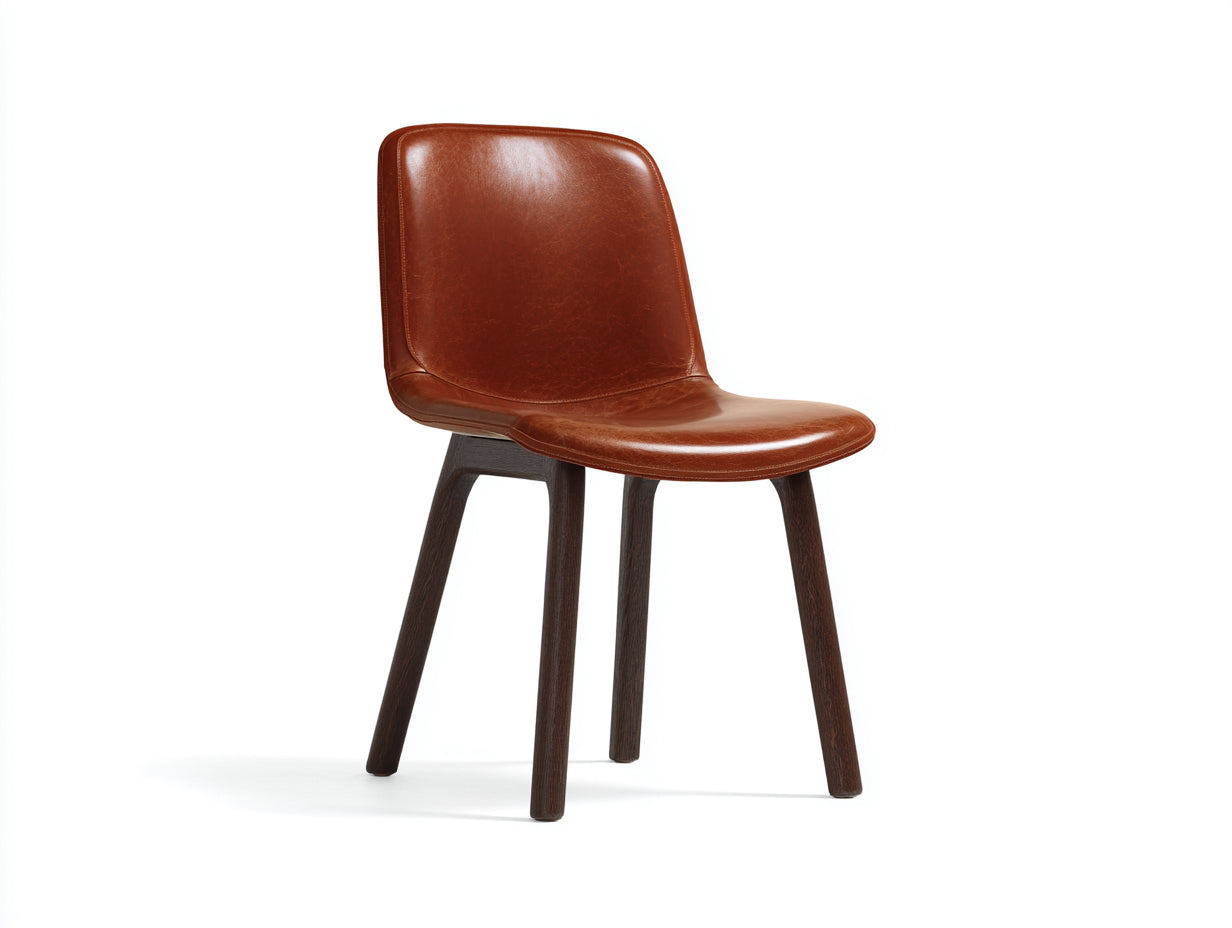 Chaise de salle à manger - Similicuir-Bois - 51x49x85 cm - Marron - Moderne