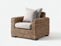 Fauteuil en rotin-Rotin-Tissu-96 x 88 x 80 cm-Beige-Marron-Style bohème