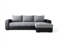 Canapé d'angle - Tissu-Cuir synthétique - 274x156x83 cm - Gris-Noir - Moderne